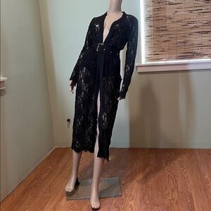 Revamped Black Lace Cardigan Duster Size XL